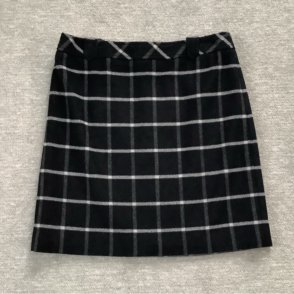 Talbots Black/White Windowpane Wool Blend Skirt Sz. 12